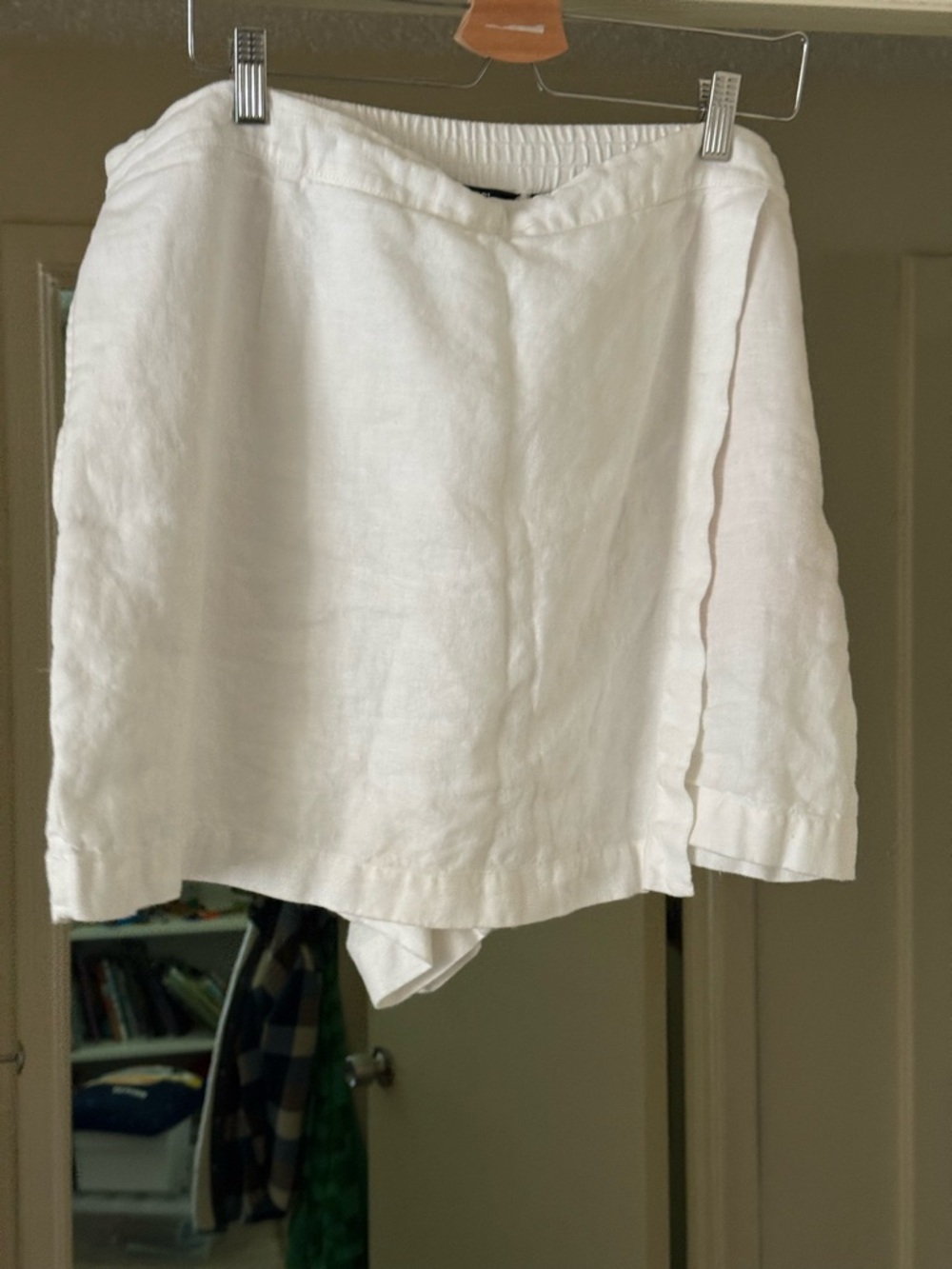 Lands' End White Linen Blend Skirt